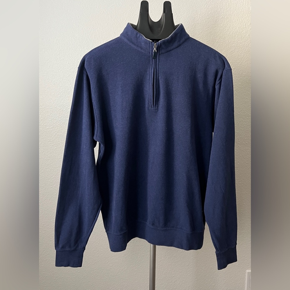 Peter Millar Men's Deep Blue Zip-Up Sweater Size Medium